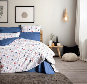 Minimal Double Duvet Cover Set Stew Blue