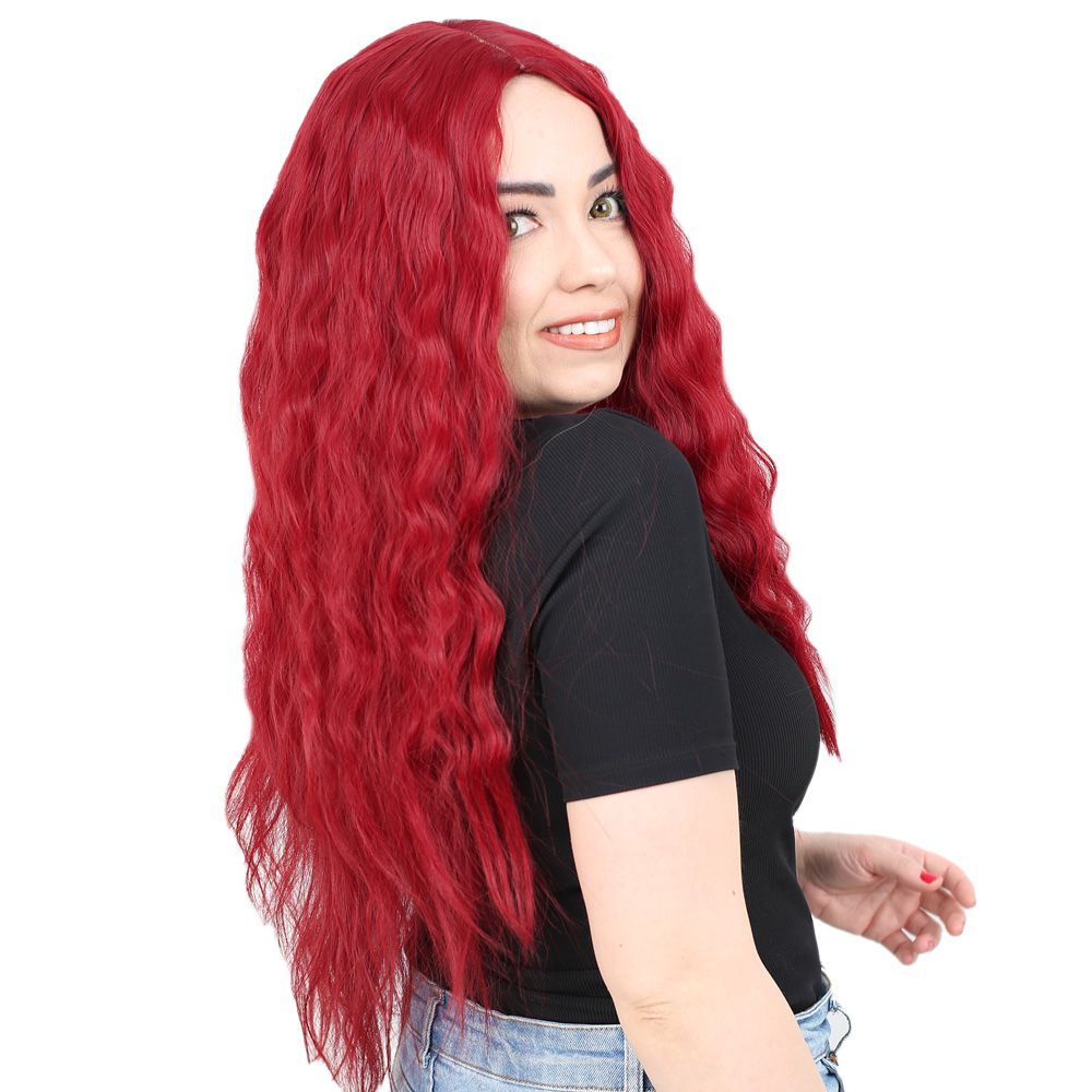 Fluffed Wavy Long Kanekalon Fiber Synthetic Wig / Red