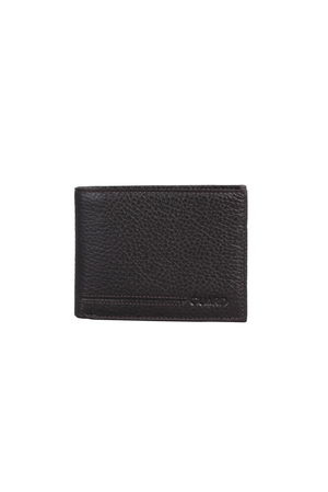 Brown Genuine Leather Horizontal Men's Wallet with Pisot