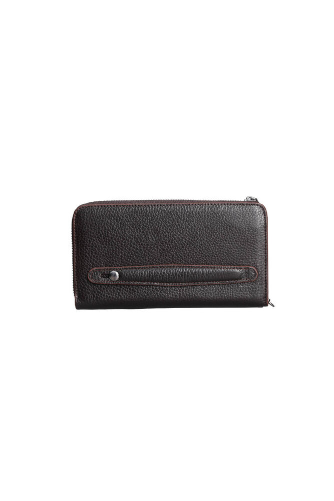 Brown Multifunctional Genuine Leather Wallet and Handbag