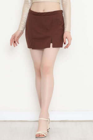 Scuba Fabric Shorts Skirt Light Brown