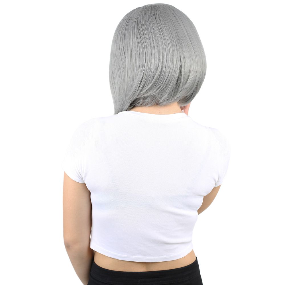 Kanekalon Fiber Synthetic Wig Short Straight / Gray with bangs