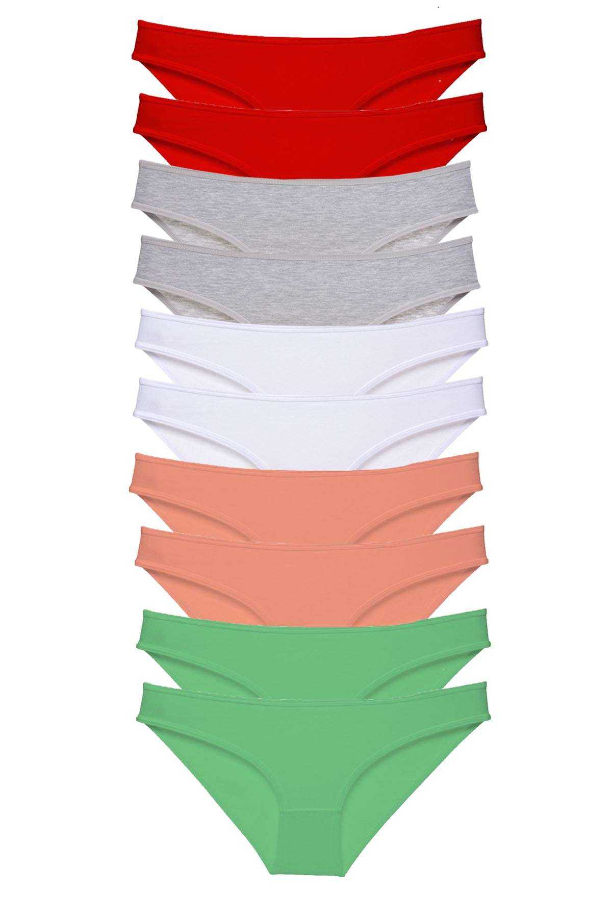 10pcs Super Eco Set Lycra Women Slip Panties Red Gray White Powder Green