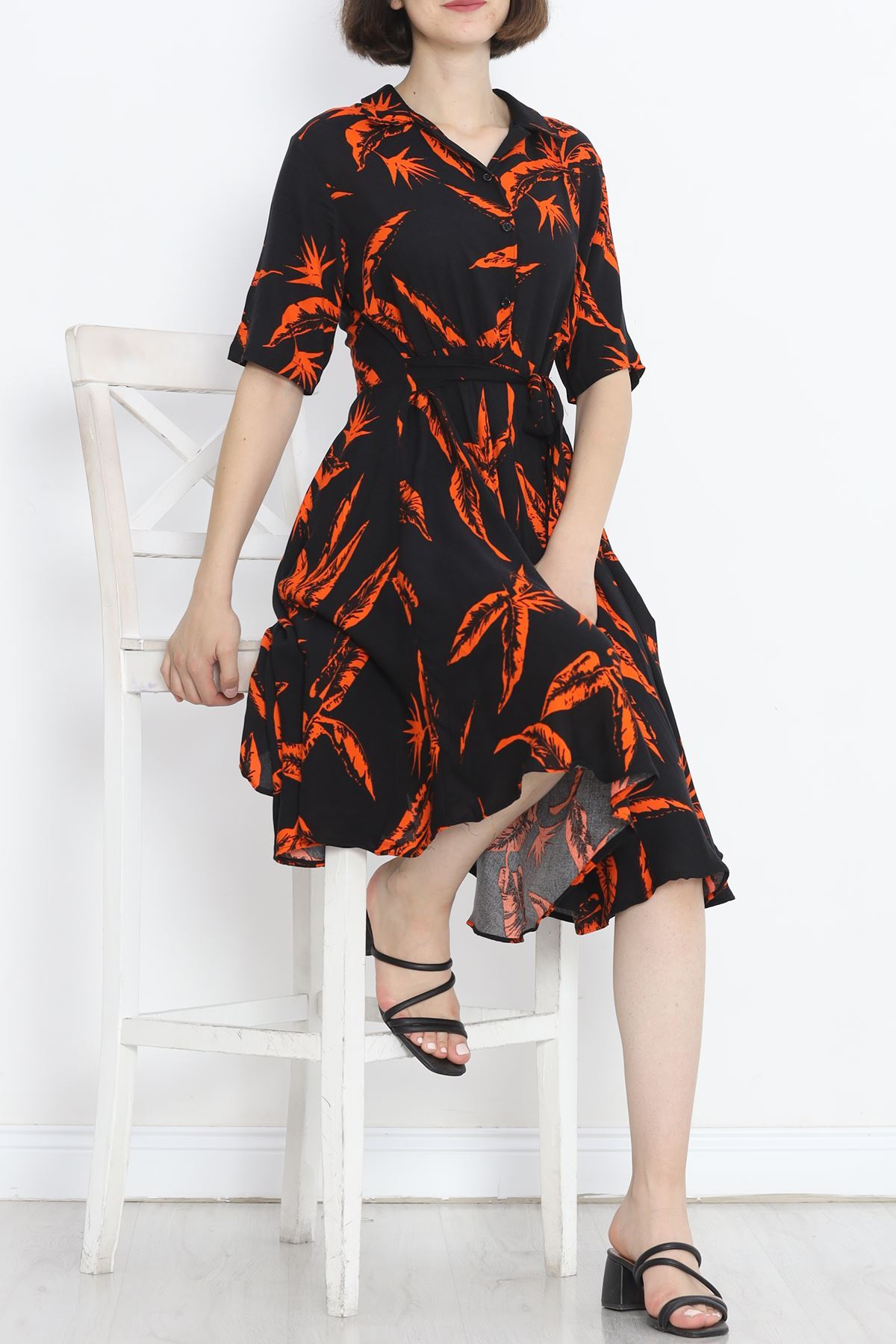 Patterned Dress Blackorange