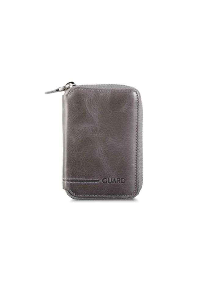 Antique Gray Leather Mini Wallet with Zipper