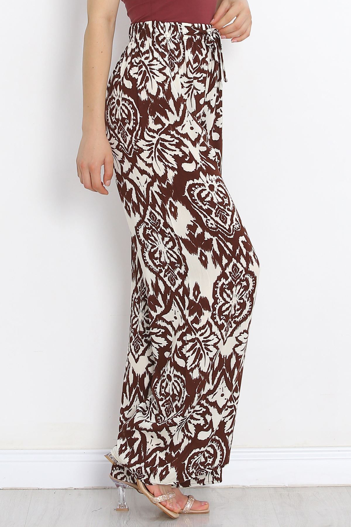 Patterned Woven Trousers Kahveekru