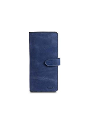 Antique Navy Blue Leather Phone Wallet with Card and Money Slot