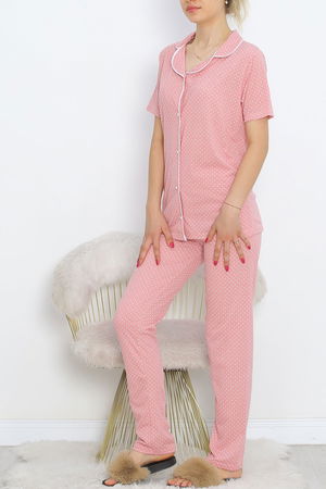 Buttoned Pajama Set with powdered cotton