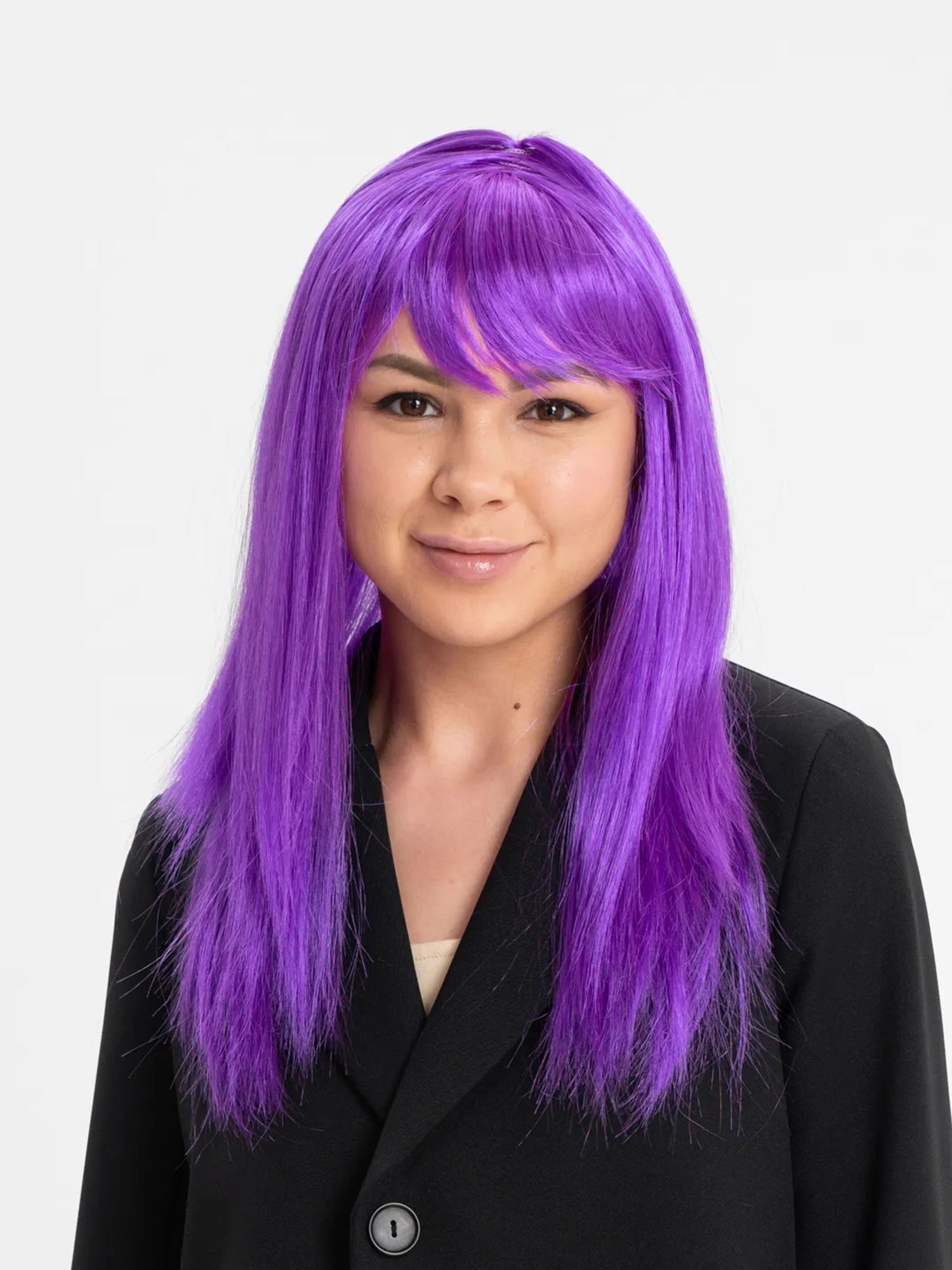 Purple Color Straight Cut Long Party Wig False Hair