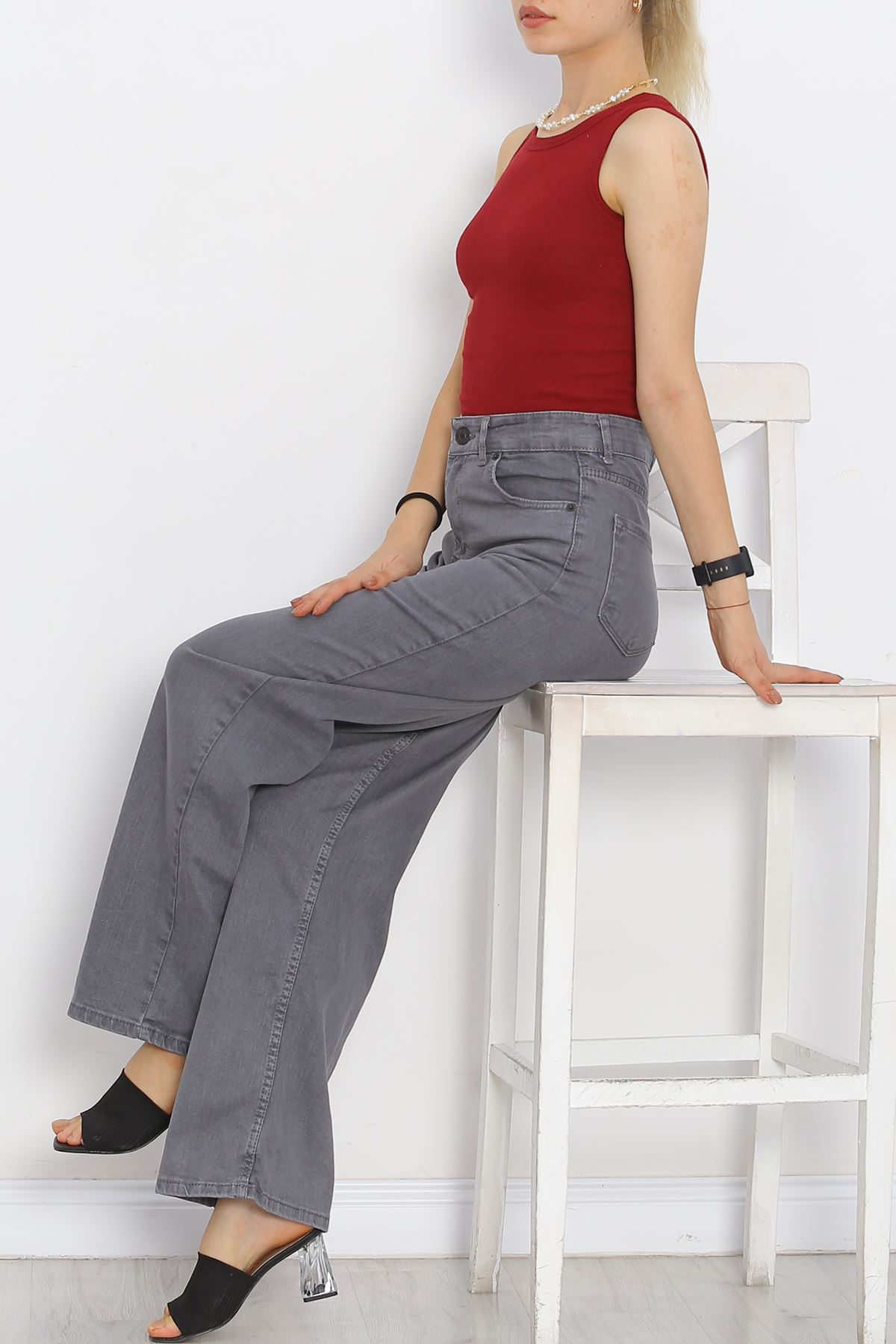 Palazzo Jeans Pants Light Smoked1