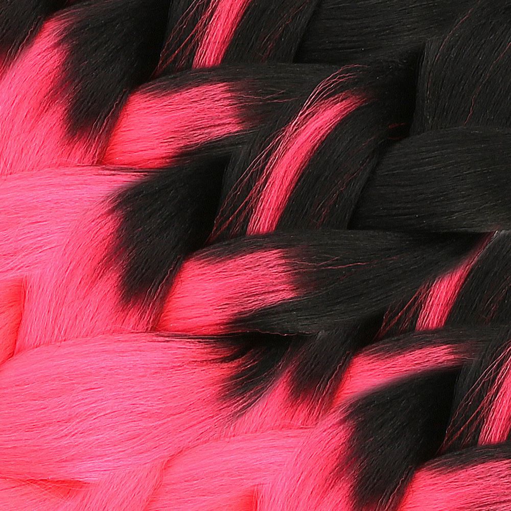 Afro Braiding Synthetic Color Transition Hair 100 Gr. / Black / Neon Pink