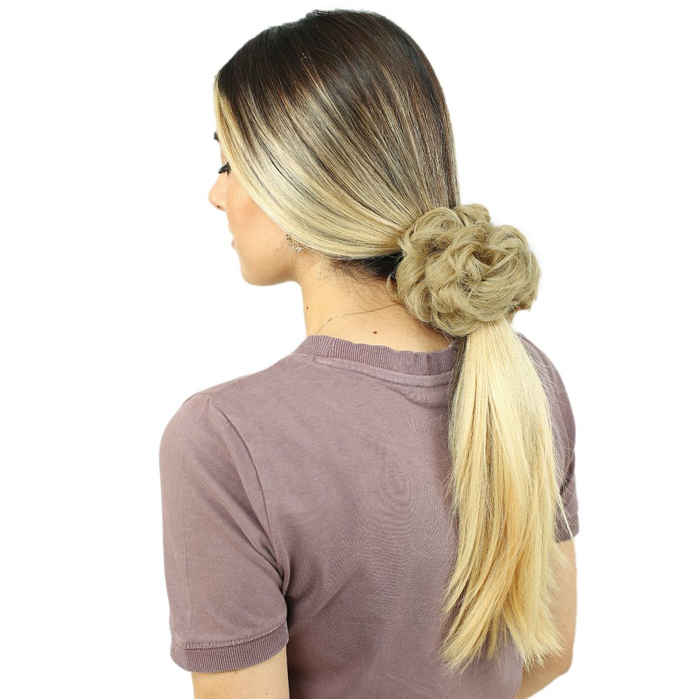 Dense Fiber Synthetic Rubberized Bun Buckle / Caramel Platinum Highlight