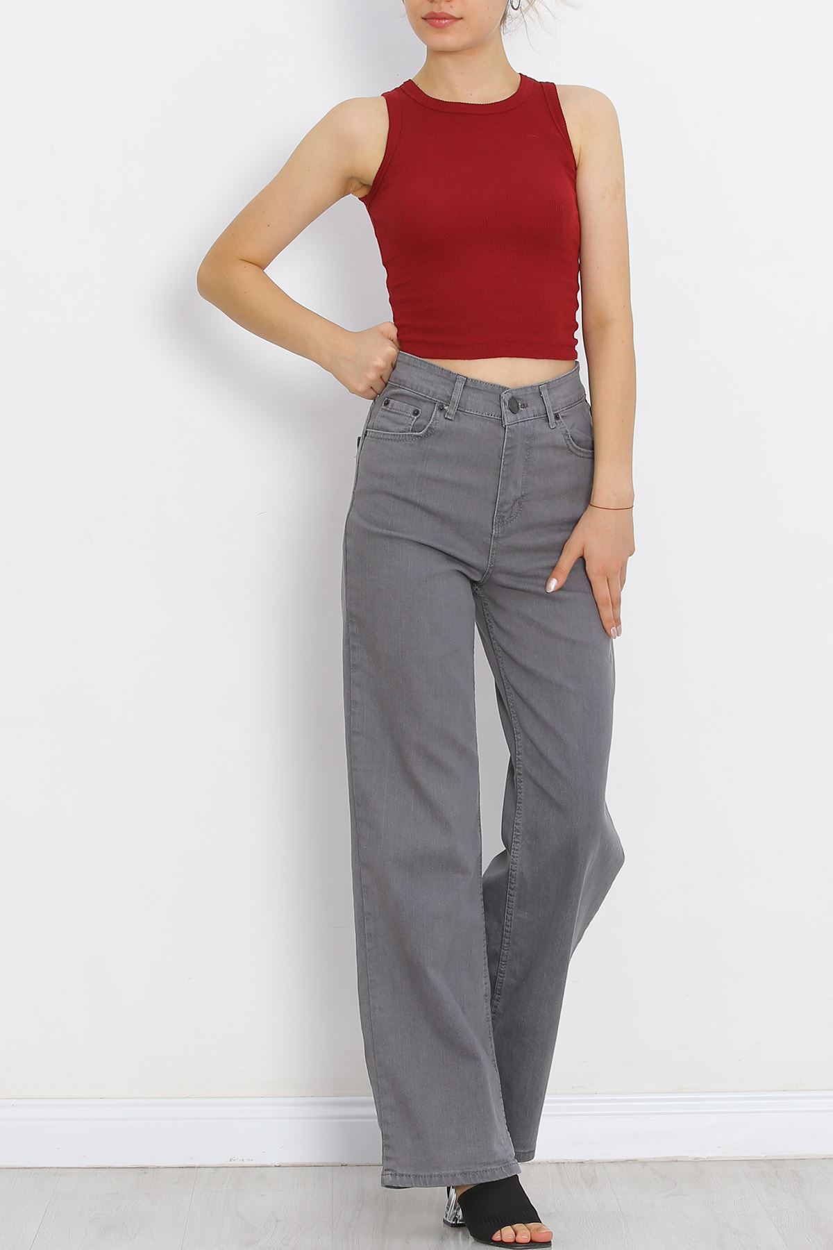 Palazzo Jeans Pants Light Smoked1