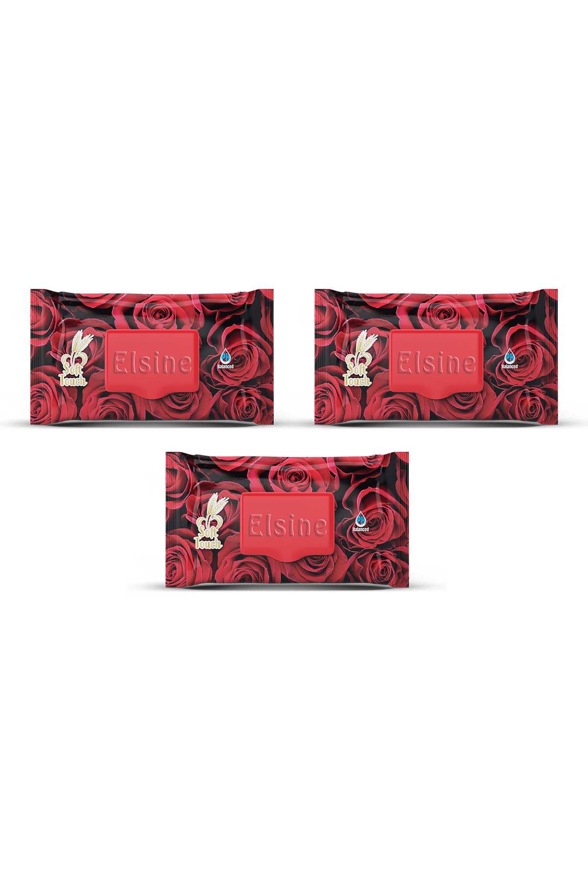 3 Pack Red Rose Wet Towel Wipes 90Pcs With Lid Rose Scented