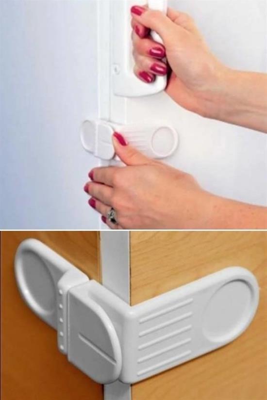 Baby Child Safety Self Adhesive Screwless Corner Cover Lock For Drawer And Cabinet