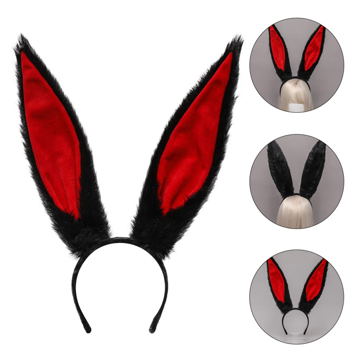 Plush Material Mega Size Shapeable Rabbit Ears Black 14X43 cm