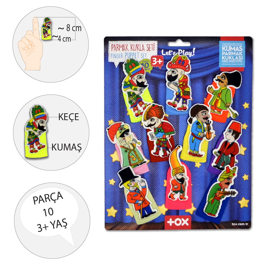 Karagöz, Hacivat 10 Piece Finger Puppet Set