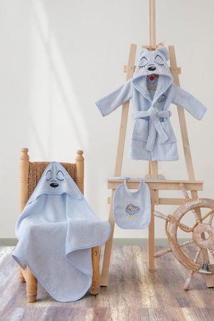 Baby Bathrobe Set Bear Blue