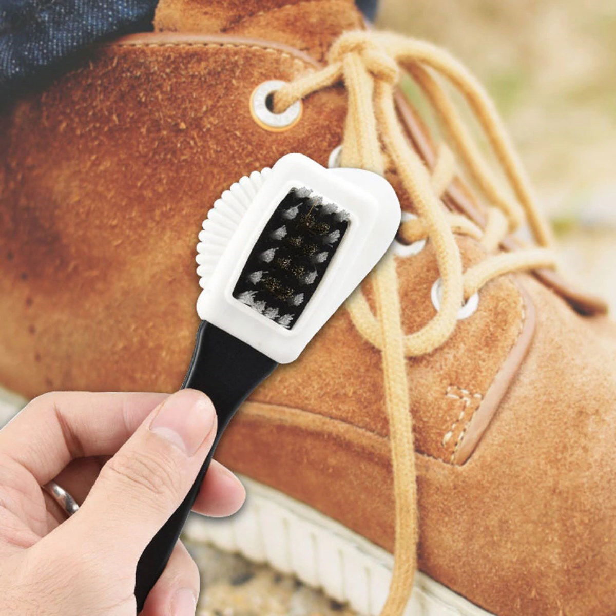 Three Sided Portable Suede Boots Shoe Cleaning Care Brush