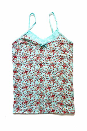 Women's Strappy Patterned Tank Top Lacy Spun Cotton Combed D5