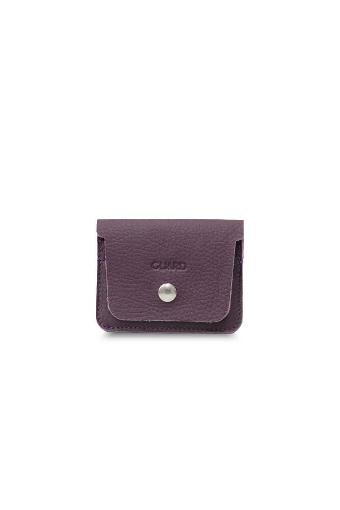 Burgundy Mini Leather Card Holder with Paper Money Compartment