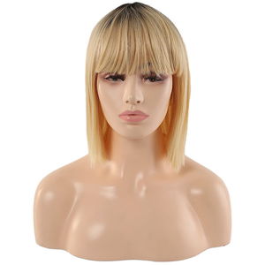 Coffee Platinum Color Transition Real Hair Custom Bangs Wig