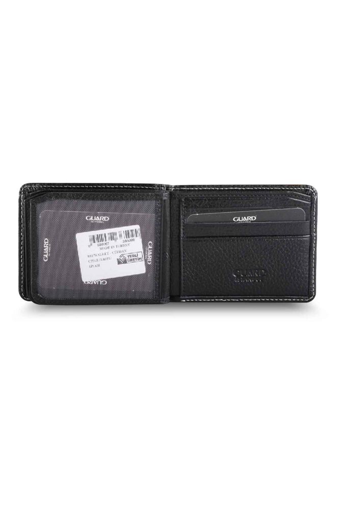 Black Leather Men's Wallet with Stitching Detail