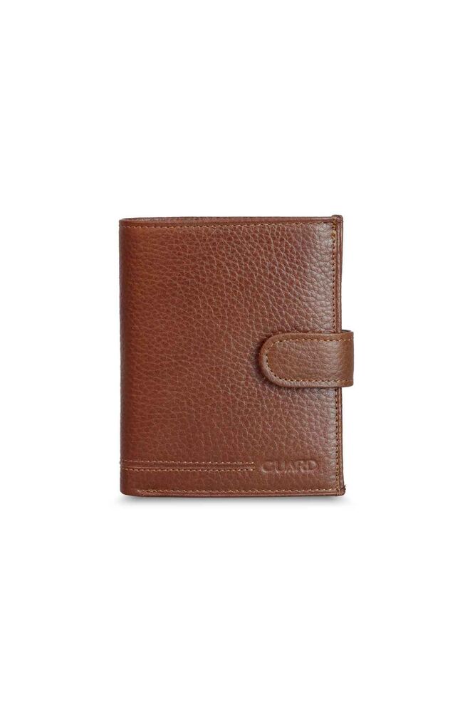 Vertical Tan Leather Men's Wallet with Multi-Compartment Patented