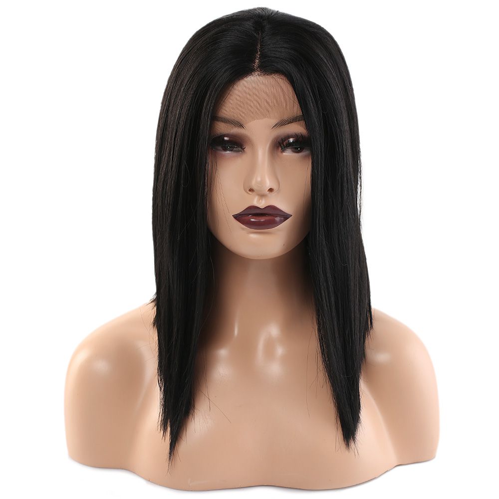 Kanekalon Fiber Synthetic Bob Short Tulle Wig / Black