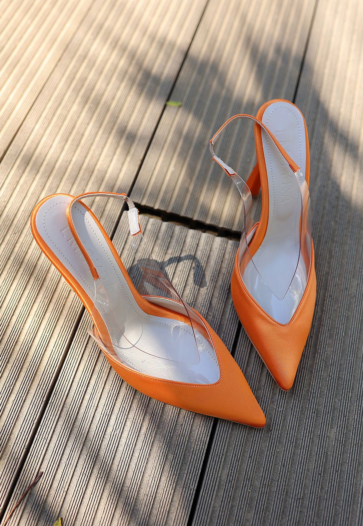 Orange Satin Heeled Shoes