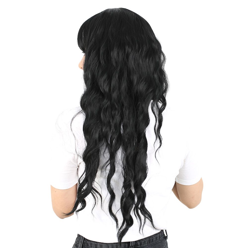 Kanekalon Fiber Synthetic Wig with Special Bangs Long Water Wavy Look / Black