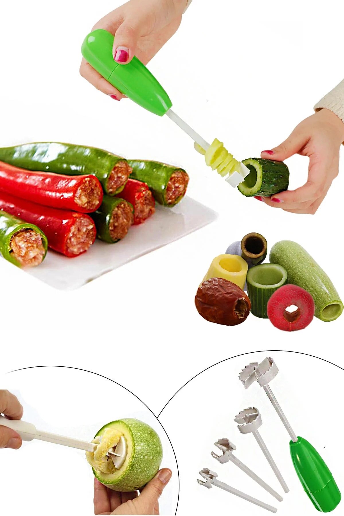 4 Heads Carving Set Vegetable Eggplant Potato Squash Carver