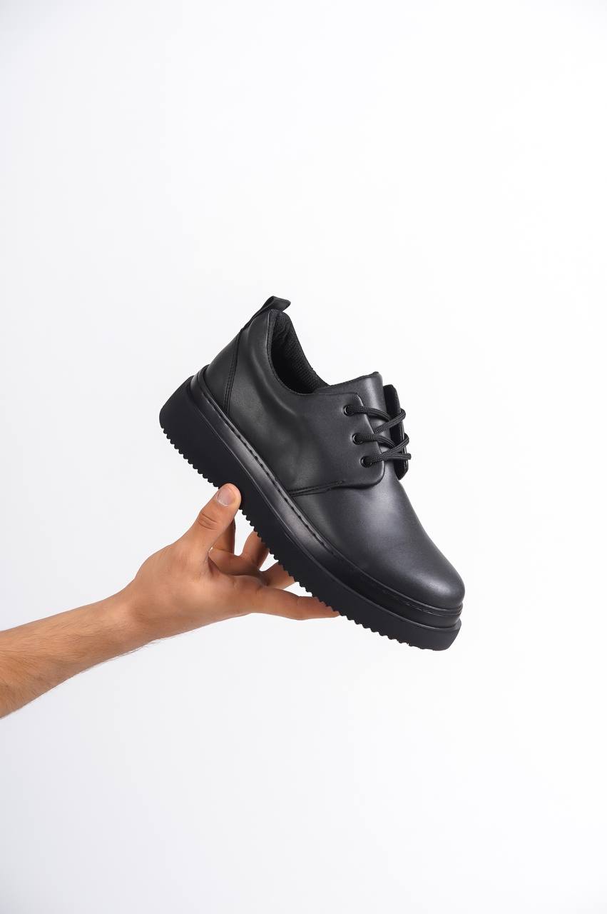 Black Skin Black Sole Lace-up Casual Men's Shoes