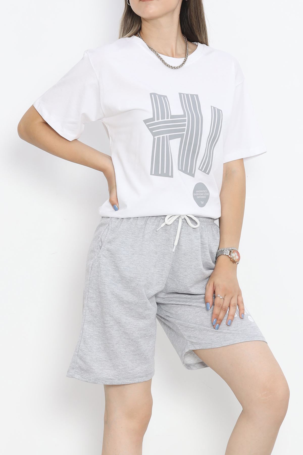 Printed Shorts Set Gray