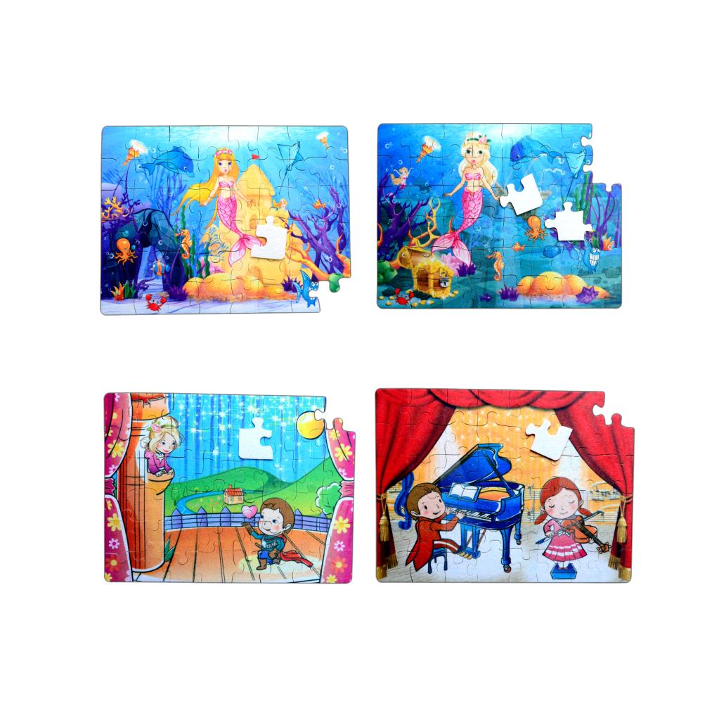 4 Set - 96 Piece Mermaid and Scene 5+ Felt Jigsaw Puzzle - 5 Years Puzzle