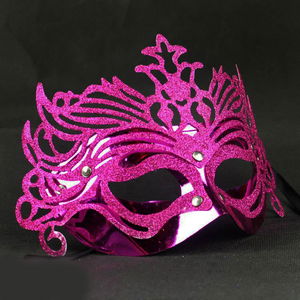 Metallic Fuchsia Pink Color Masquerade Butterfly Glitter Party Mask 23x14 cm