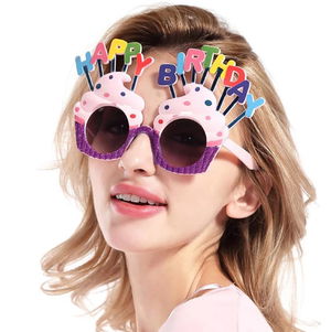 Happy Birthday Printed Party Glasses Purple 17x11 cm