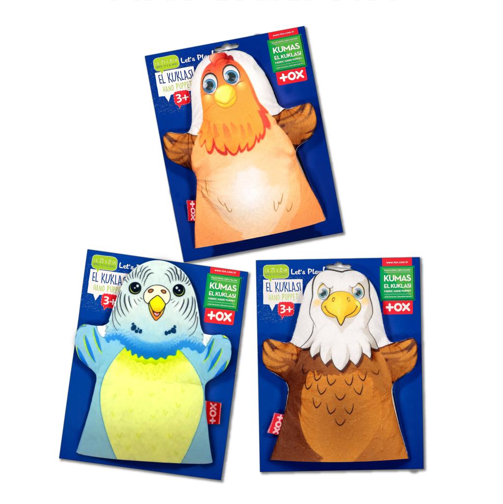 3 Piece Flying Animals Felt Hand Puppet Set , Educational Toy