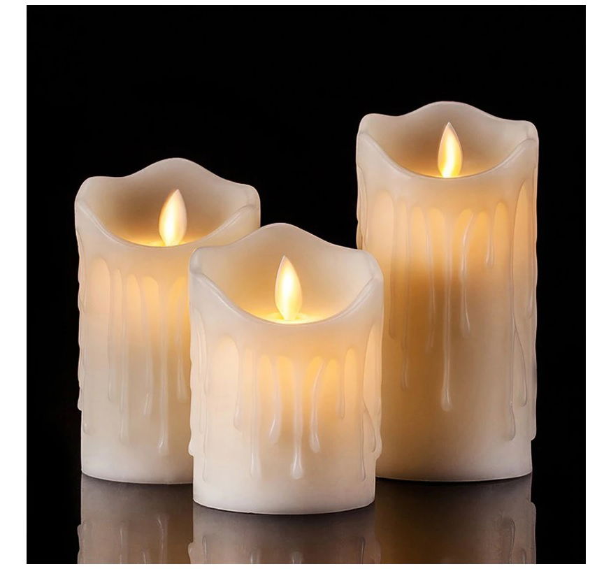 Flame Led Candle Moving Flame Look Decorative Candle - Set of 3