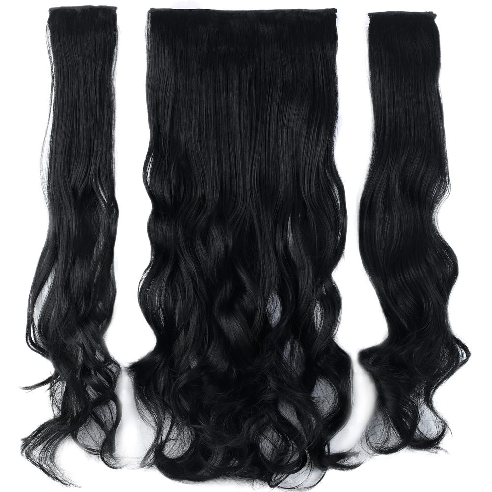 Kanekalon Fiber Synthetic Wavy Half Moon + 2 Side Hair Snaps / Black