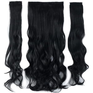 Kanekalon Fiber Synthetic Wavy Half Moon + 2 Side Hair Snaps / Black