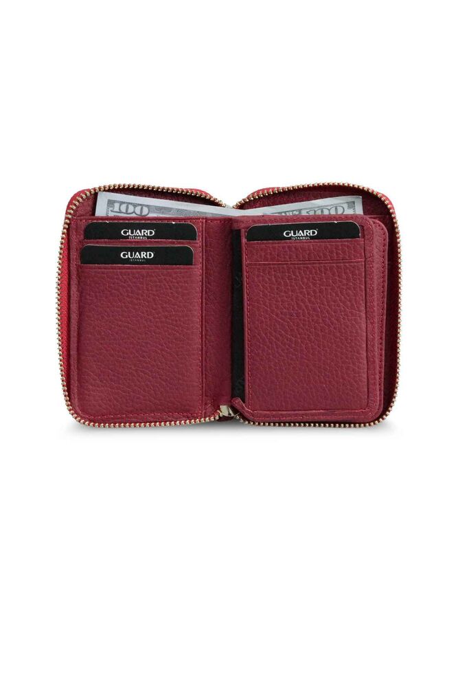 Red Leather Mini Wallet with Zipper