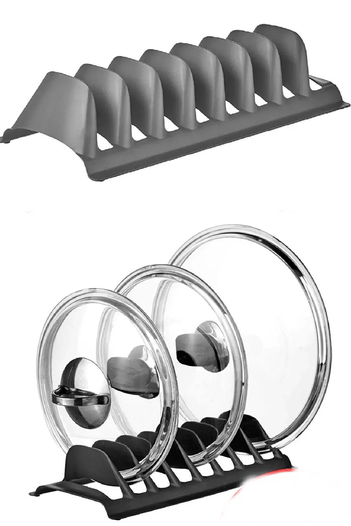 2 Pieces 8 Compartment Pot Lid Rack - Simple Plate Holder - Lid Organizer