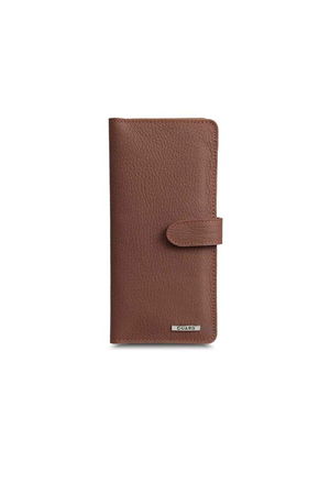 Matte Tan Leather Phone Wallet with Card and Money Slots