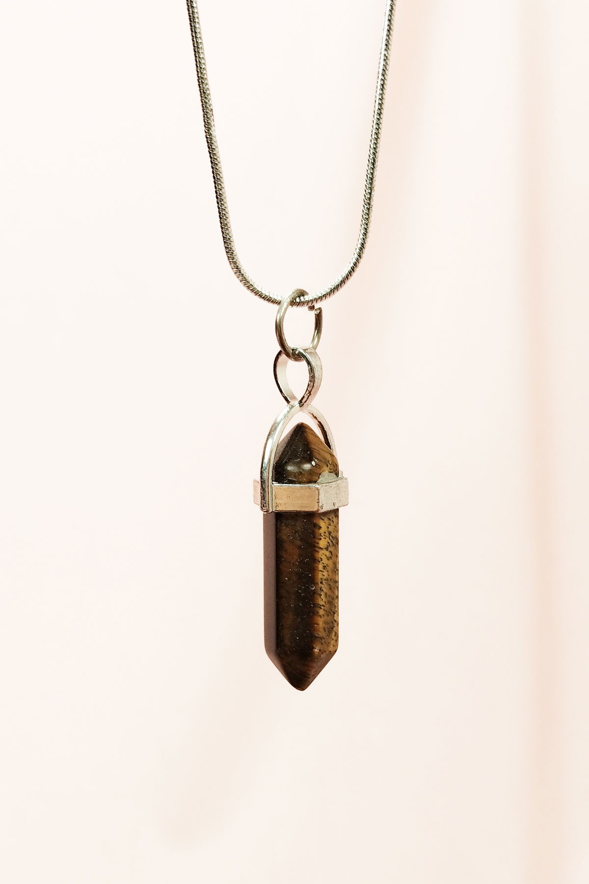 Handmade Design Necklace with Tiger's Eye Natural Stone Chain Pendant: 3.5 cm Chain: 20 cm Boxed