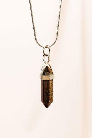 Handmade Design Necklace with Tiger's Eye Natural Stone Chain Pendant: 3.5 cm Chain: 20 cm Boxed