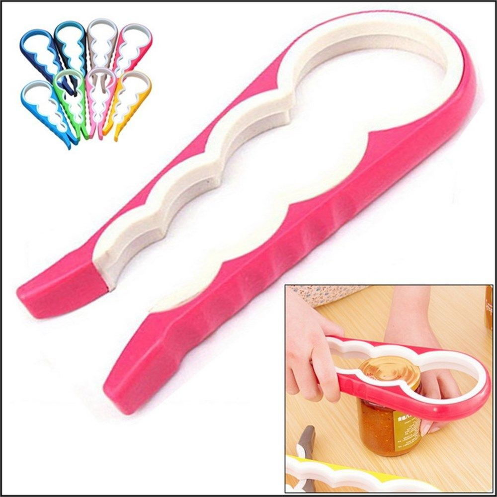 4-Function Plastic-Silicone Bottle Jar Lid Opener