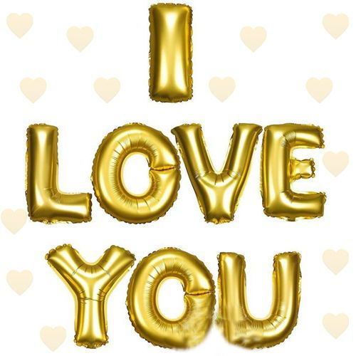 I Love You Foil Balloon Gold Color 35 CM