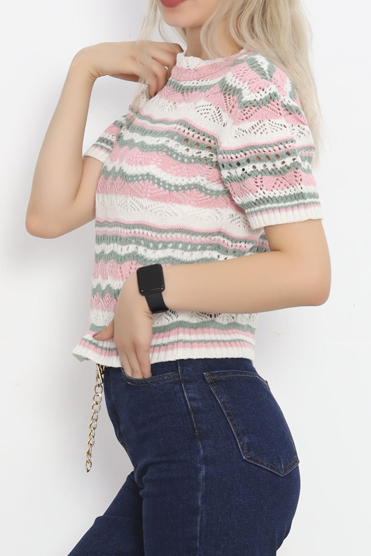 Wavy Colored Sweater Pinkcru