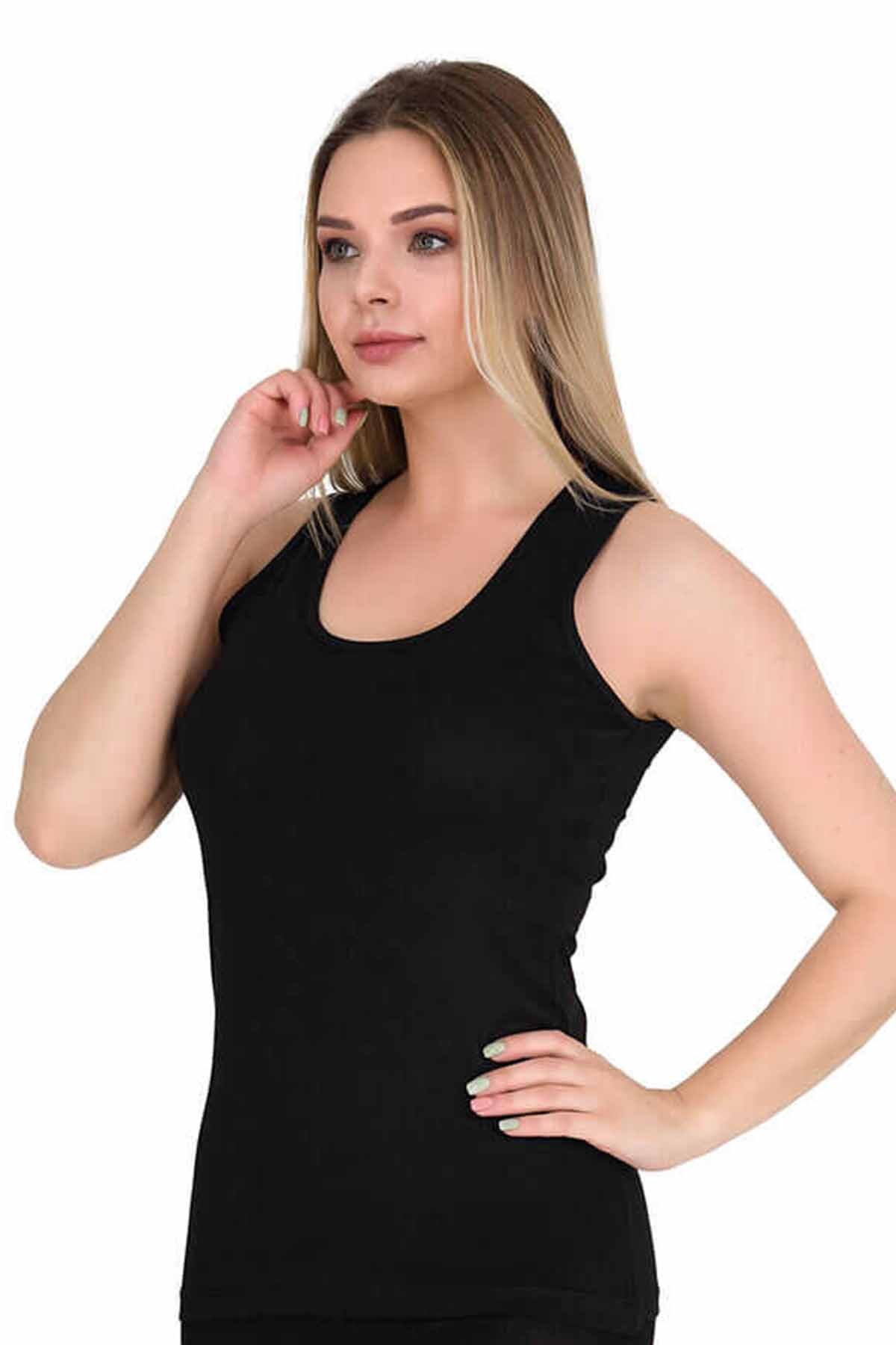 Wide Straps Elestan Lycra Women's Tank Top Black 2127B